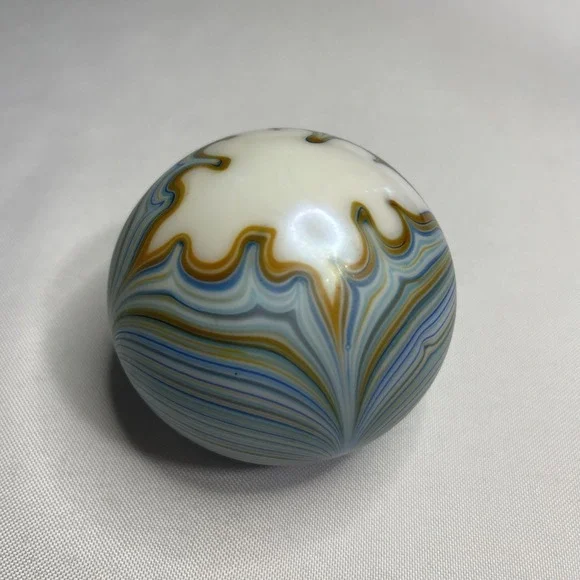 Signed Jim and Connie Grant Iridescent Pulled Feather Over White Core